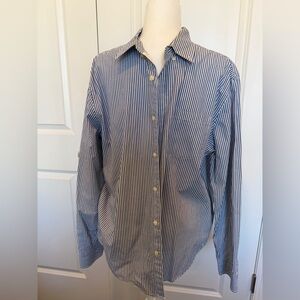 American Eagle Outfitters Navy and White Striped Shirt